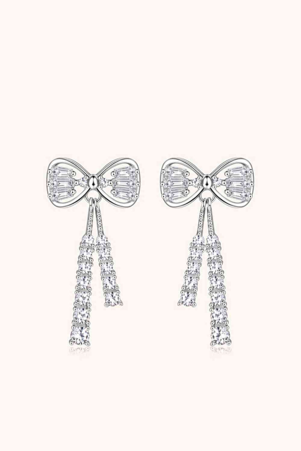 1.12 Carat Moissanite 925 Sterling Silver Bow Earrings